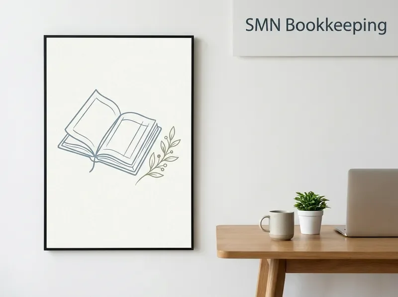 Calm ledger illustration for monthly bookkeeping service
